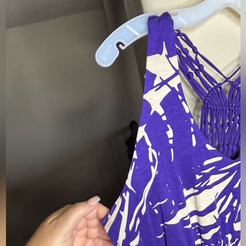 Liz Lange Maternity for Target Purple and Cream Maxi Dress Size M NEW - Picture 2 of 12